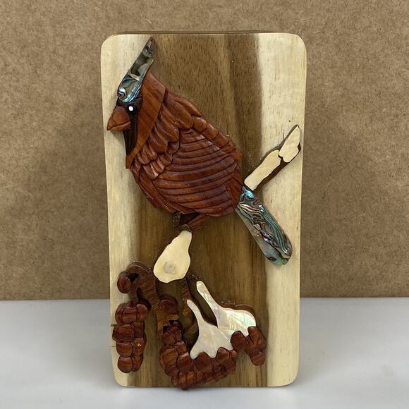 Carver Dan's Wood Puzzle Gift Box with Cardinal & Mother of Pearl Keepsake - Picture 1 of 13